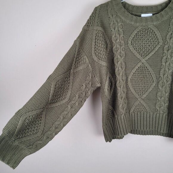 Gilli Olive Green Cable Knit Sweater Oversized Long Sleeve Size M NWT - Picture 5 of 12